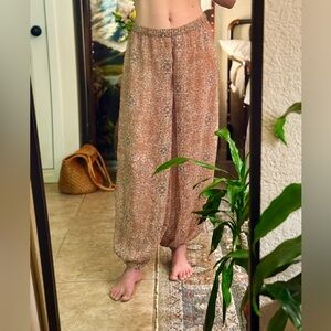 Dreamy Floral Harem Pants in Dusty Rose
